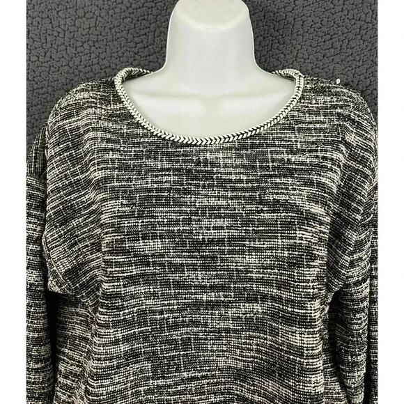 Max Studio Black White Pullover Sweater Top MEDIUM Polyester Blend - Picture 7 of 8